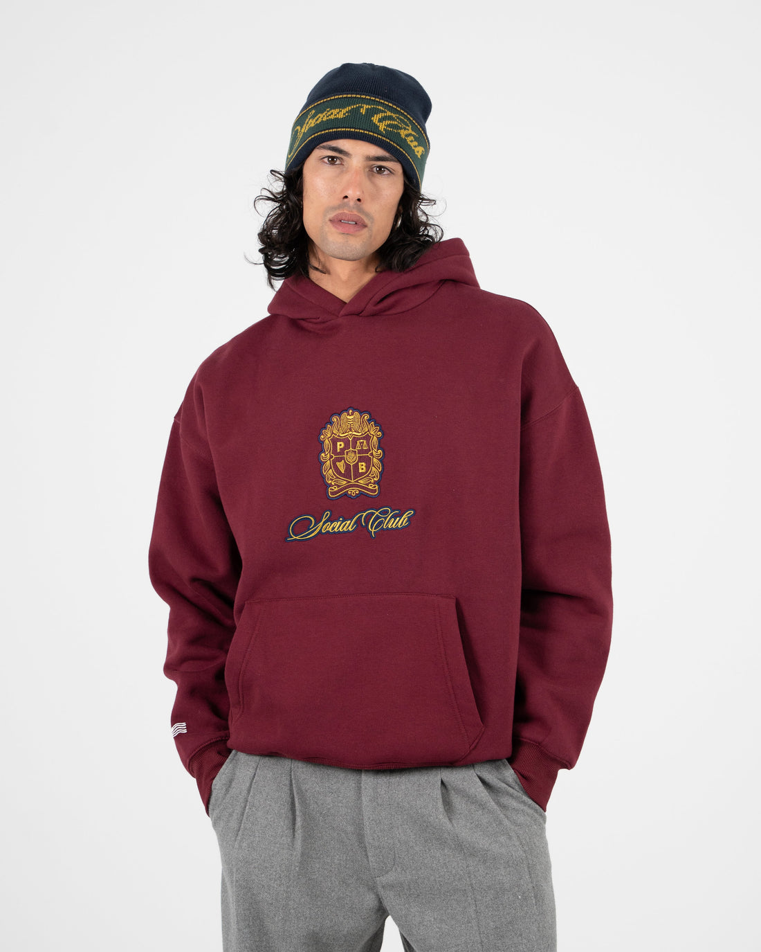Emblem Patch Hoodie Bordeaux