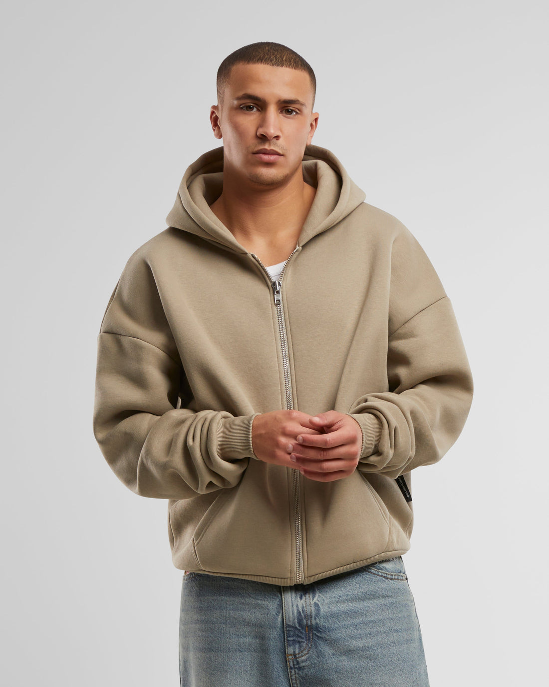Oversized Zip-Hoodie Sand (Stone Washed)