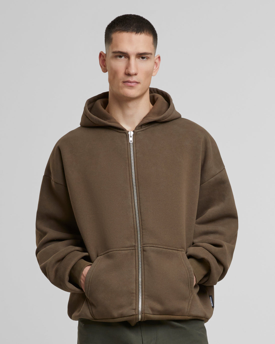 Oversized Zip-Hoodie Mokka (Stone Washed)