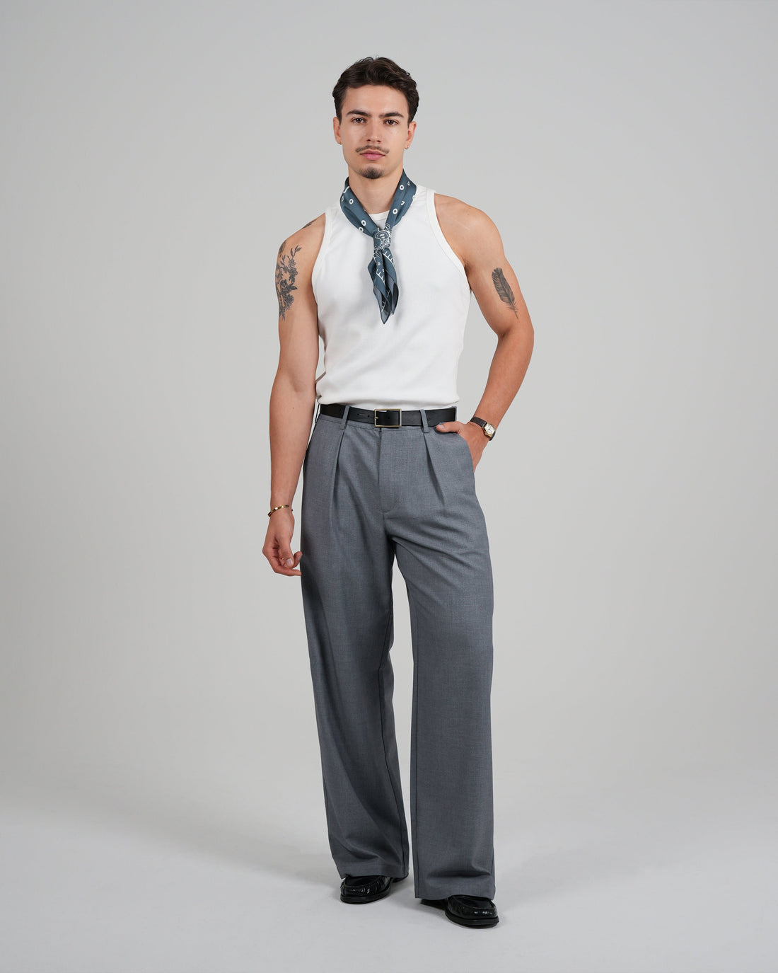 Simon Pleated Pants Grey